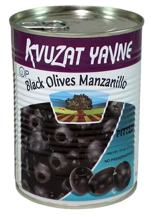 OLIVES YAVNE BLACK PITTED 19 OZ
