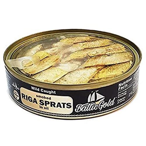 SPRATS BALTIC GOLD RIGA IN OIL CAN SEE THRU LID 160G